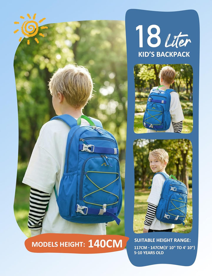 Mountaintop 18L Kinderrucksack Mädchen Jungen für Schule Wandern | Schulrucksack Schultasche mit Bru