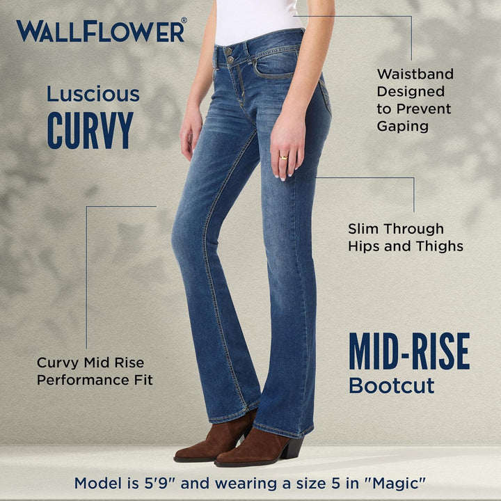 WallFlower Damen Instastretch Luscious Curvy Bootcut Jeans 1 Lang Magie, 1 Lang Magie