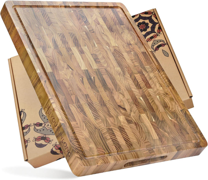 YOUSUNLONG Grosses Schneidebrett für die Küche - 50,8x40,6x3.8 cm - Nachhaltiges Teakholz-Schneidebr