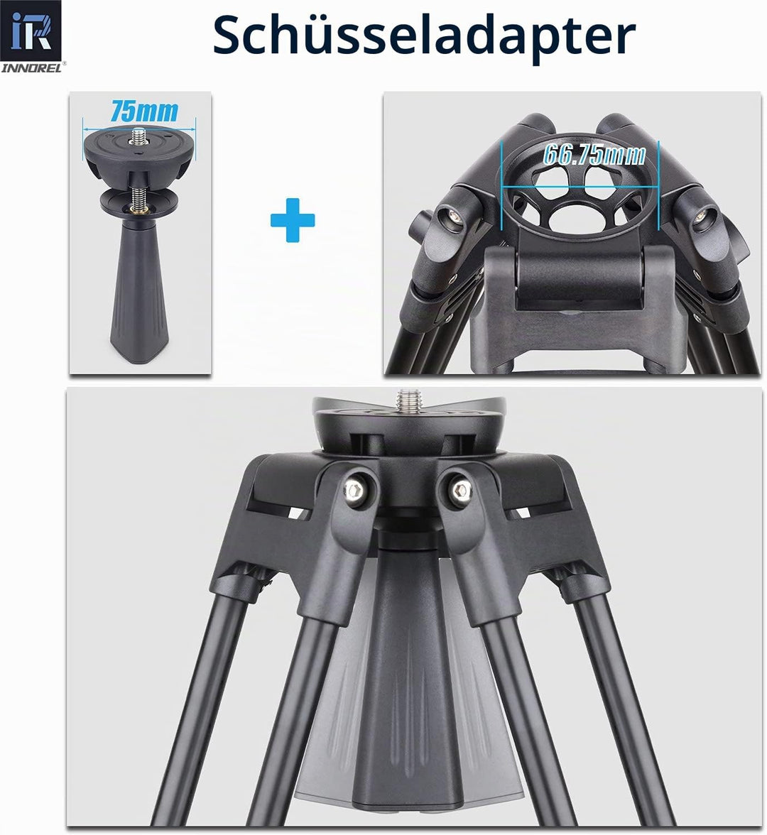 INNOREL VT80 Professionelles Video Stativ System, 150cm/59Zoll Hochleistungs Aluminium Doppelrohrsta