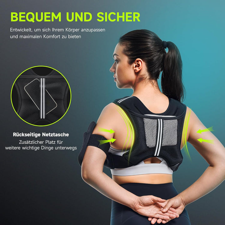 Liveet Gewichtsweste, Gewichtsweste für Damen und Herren, Gewichtsweste mit reflektierenden Streifen