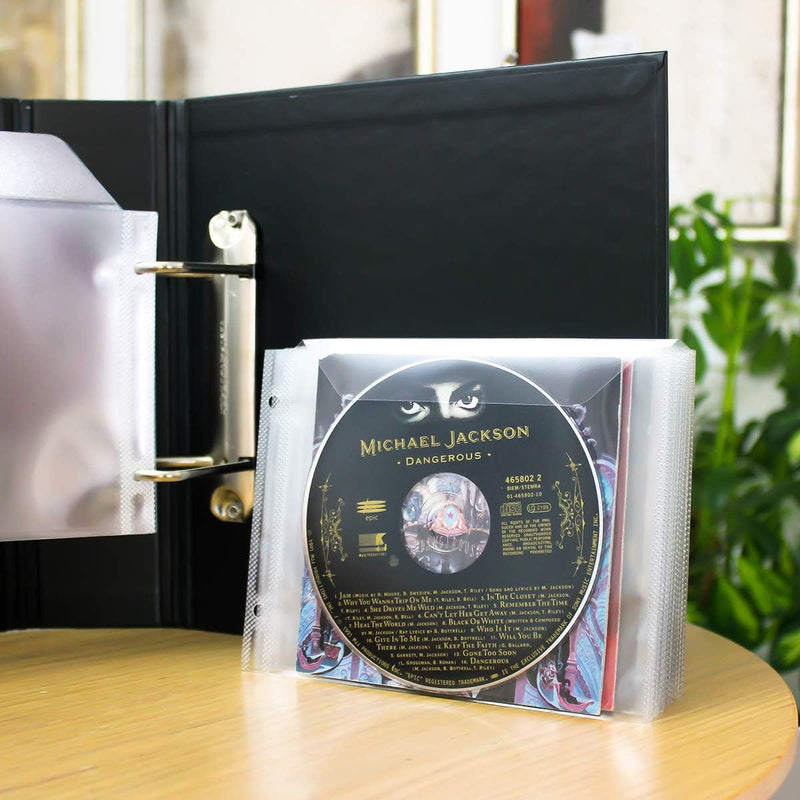 3L CD Hüllen für Aufbewahrung - CD Hüllen Plastik mit Ringbuch-Löcher - 100 Stück - Praktisch für CD