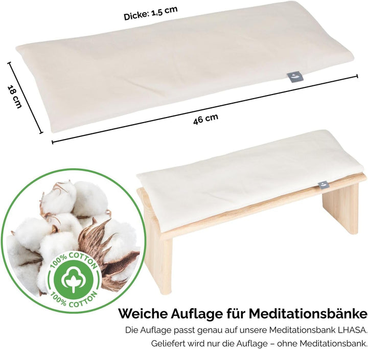 Bodhi Meditationsbank Auflage | Sitzauflage aus Baumwolle | Bequeme & Weiche Polsterung | Sitzunterl