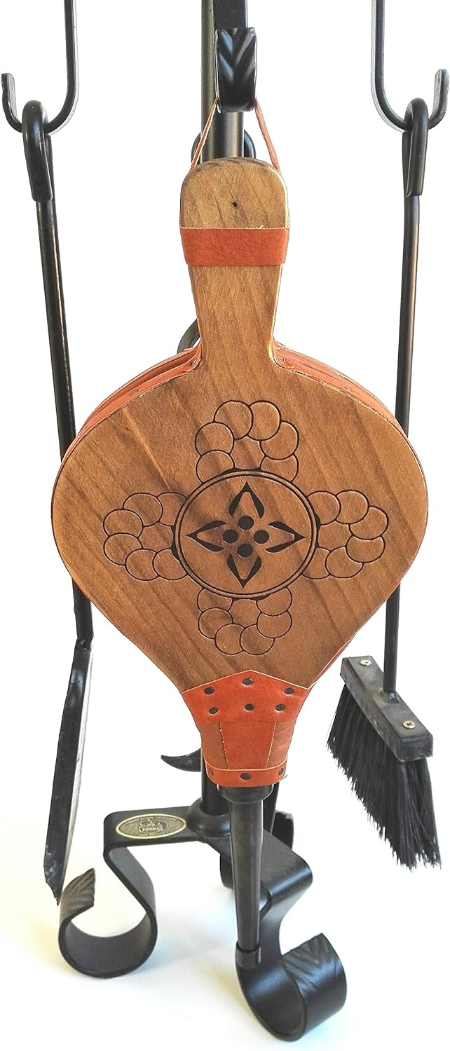 Space Home - Blasebalg für Kamin und Grill - Grillgebläse - Natürliches Holz - 43 cm