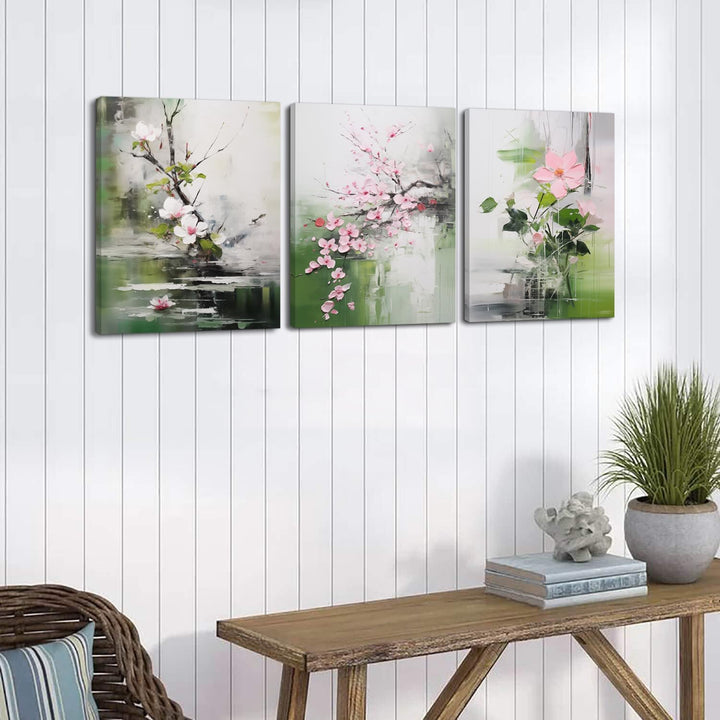 Piy Painting Blume Leinwand Wandkunst, Grünes Wandbilder, Frühling Leinwandbild, Leicht Zu Hängen Fü