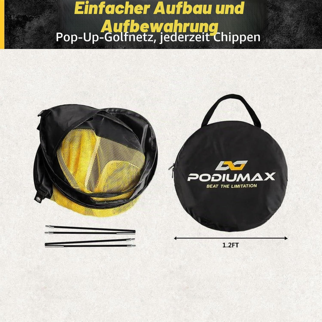 PodiuMax Golf Netz, 3x2.1M / 60x50x64CM Einfach Aufzubauendes Golfnetz Übungsnetz für Outdoor Indoor