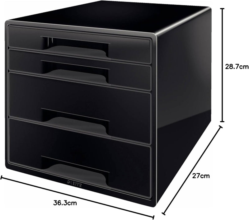 Leitz CUBE Schubladenbox mit 4 Schubladen, Inkl. transparentem Schubladeneinsatz, Zur Aufbewahrung v