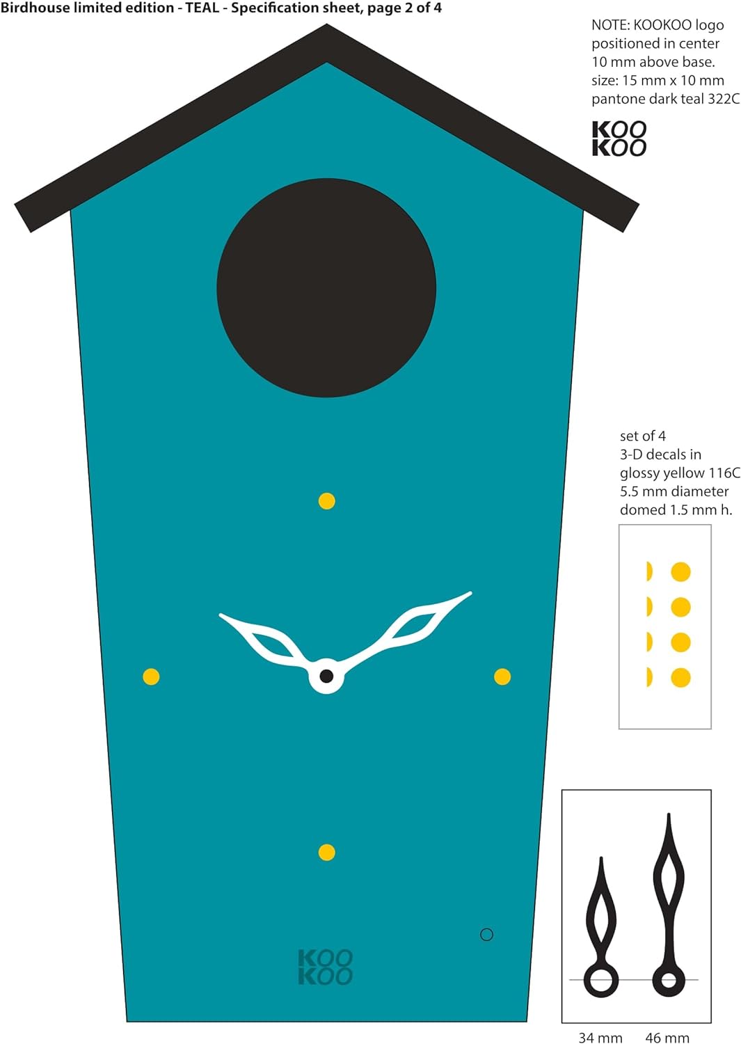 KOOKOO Birdhouse Petrol, Moderne Kuckucksuhr mit Pendel, Design Wanduhr mit 12 Vogelstimmen oder Kuc