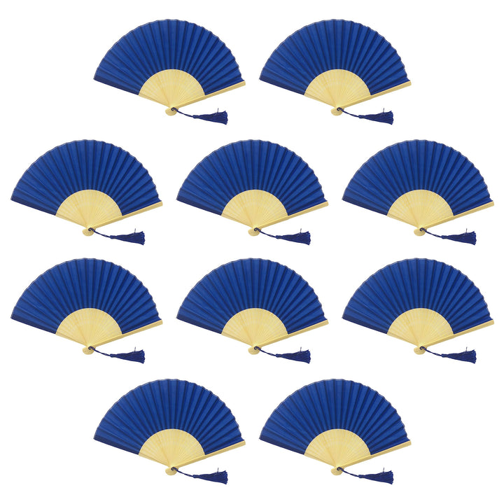 FANSOF.Fans Packung mit 10 Seide Stoff Fan mit Einer Quaste Grade A Bambus Rippen Hochzeit Party Gef
