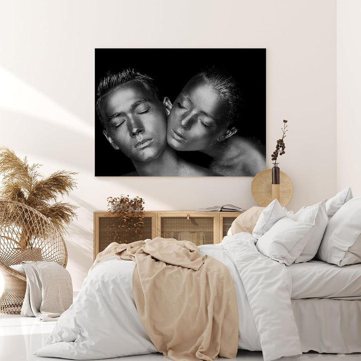 wandmotiv24 Leinwandbild Models, Querformat, Mann & Frau metallisch M0174 60x45cm Leinwandbild Model