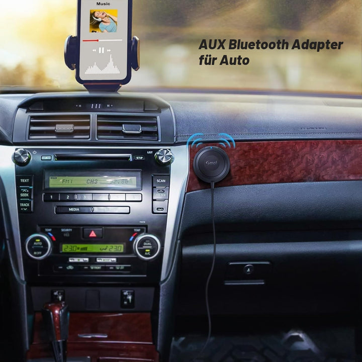 Bluetooth Autoadapter, AUX Bluetooth Adapter für Auto mit Erdungsring, Geräuschisolierung, für Freis
