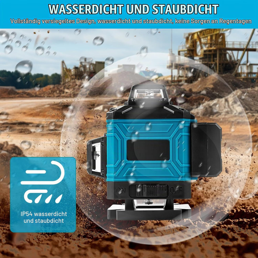 Kreuzlinienlaser mit Stativ 1,2M, 360° x 4 Laser Wasserwaage Rotation, Grünen Laserlinien, Kreuzlase