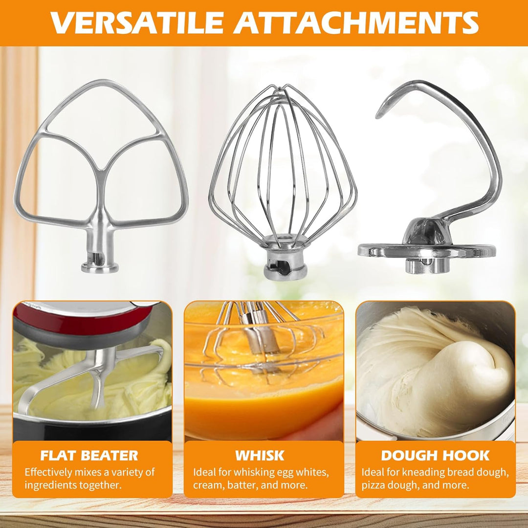 3er Edelstahl Profi-Schneebesen,Rührbesen Schaumschläger und Knethaken für 4,5-5 Quart Artisan & Cla