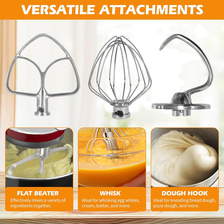 3er Edelstahl Profi-Schneebesen,Rührbesen Schaumschläger und Knethaken für 4,5-5 Quart Artisan & Cla