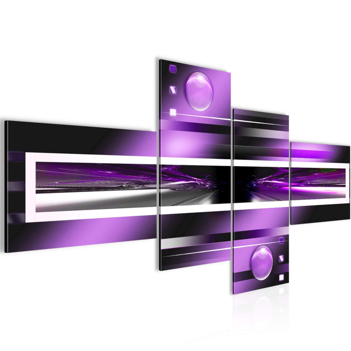 Runa Art Bild Modern Abstrakt - Made in Germany - Wandbilder Violett Lila Schwarz 4 Teilig 101942c 1