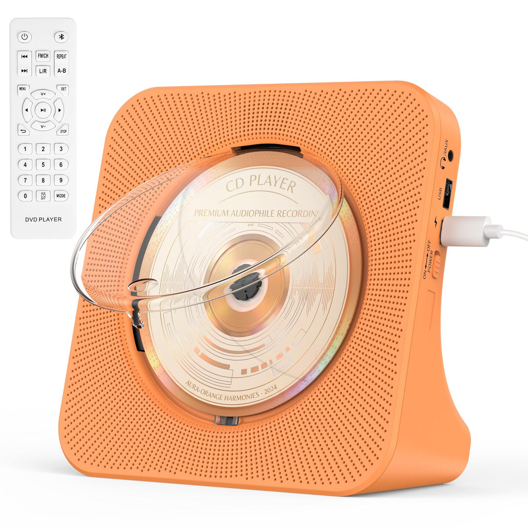 CD Player mit Lautsprecher CD-Player Bluetooth 5.0 mit Fernbedienung Staubschutzhülle Bildschirm FM-