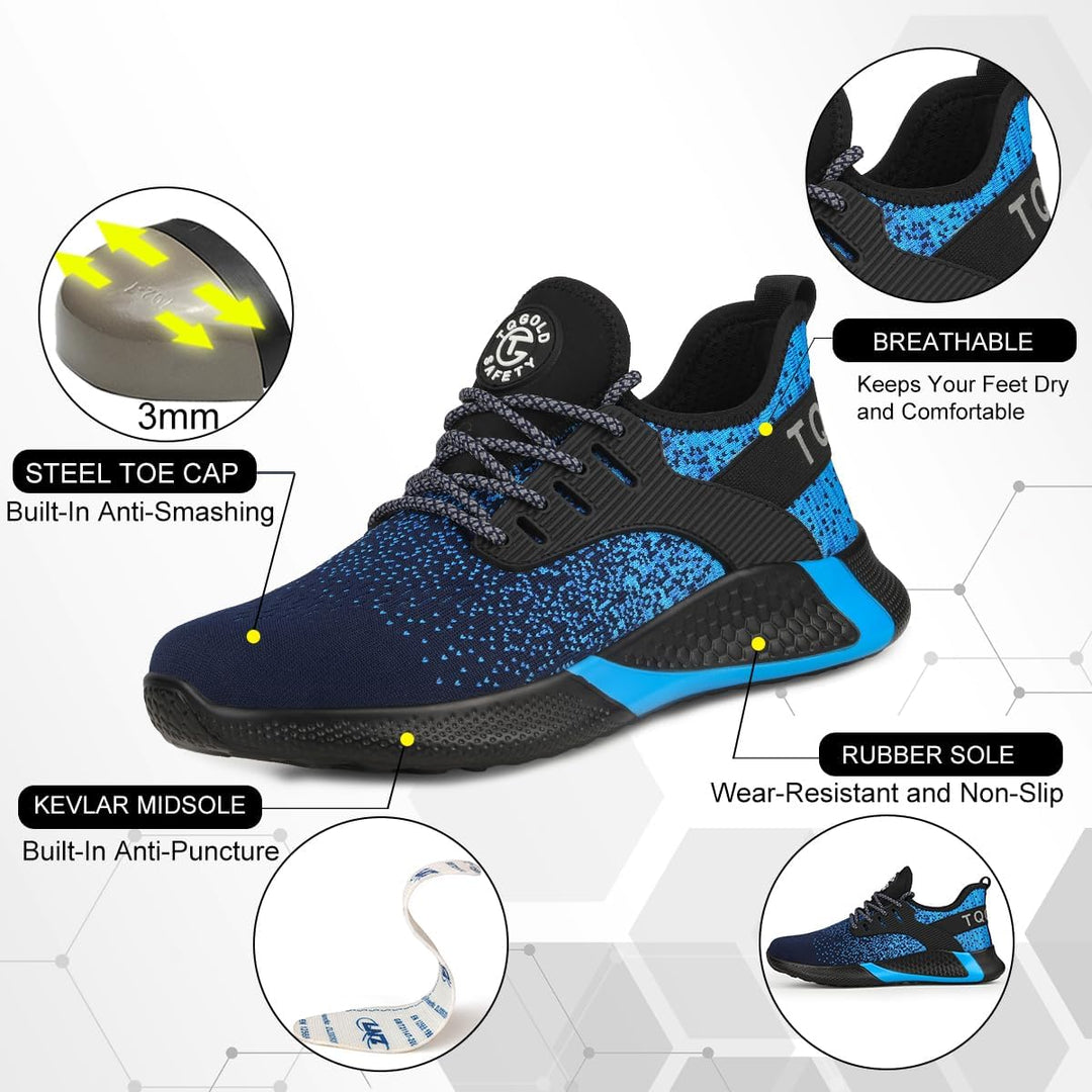 tqgold Sicherheitsschuhe Herren Damen Leicht Arbeitsschuhe Sportlich Schutzschuhe Stahlkappenschuhe