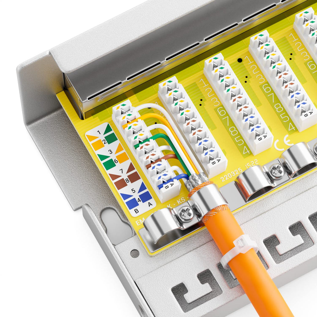 deleyCON CAT 6 Patchpanel Verteilerfeld 12 Port 1 HE Desktop & Wandmontage Geschirmt 12x RJ45 Buchse