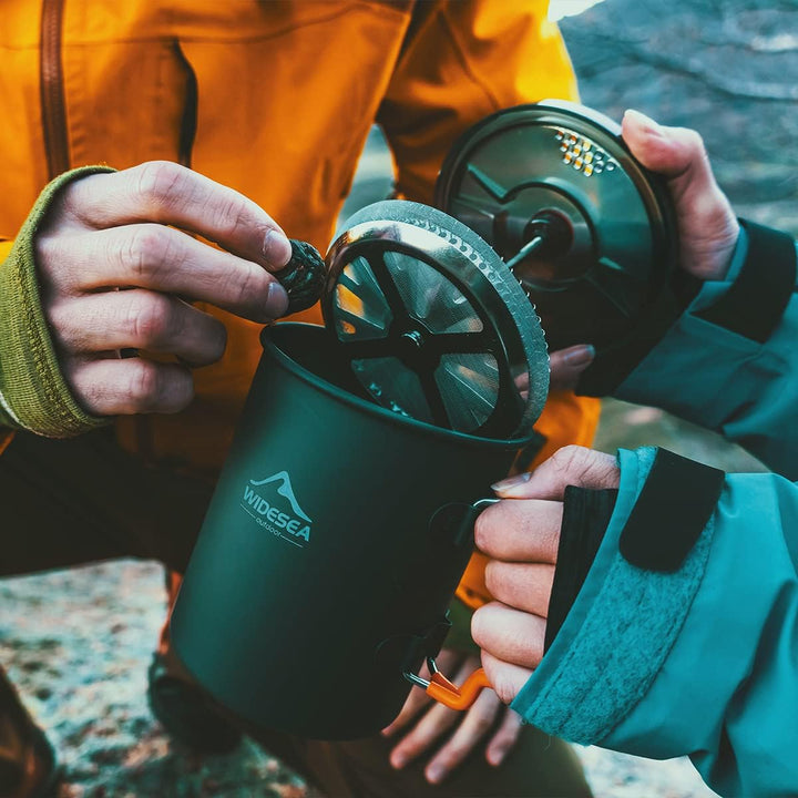 widesea Camping Kaffeebereiter mit French Press Kaffeekanne 750
