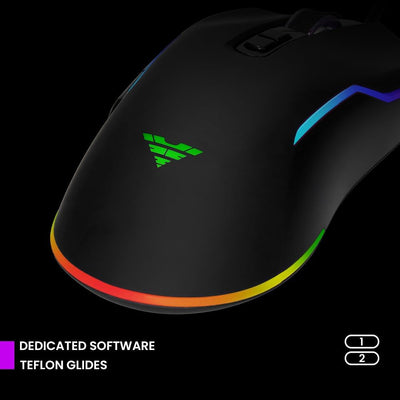 PREYON Condor Classic RGB Beleuchtete Kabelgebundene Gaming-Maus - Computermaus mit Huano 20M Schalt
