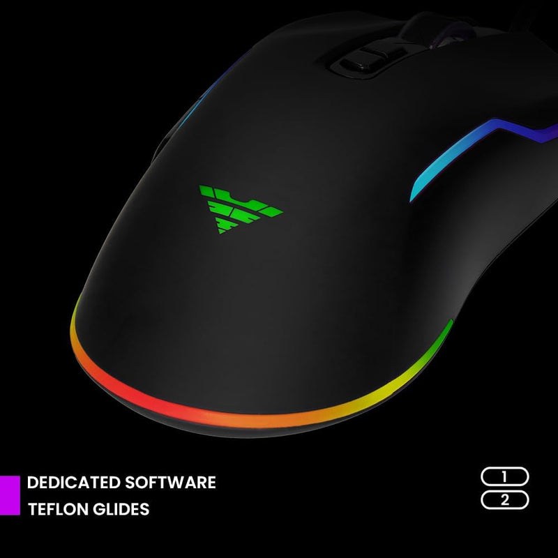PREYON Condor Classic RGB Beleuchtete Kabelgebundene Gaming-Maus - Computermaus mit Huano 20M Schalt