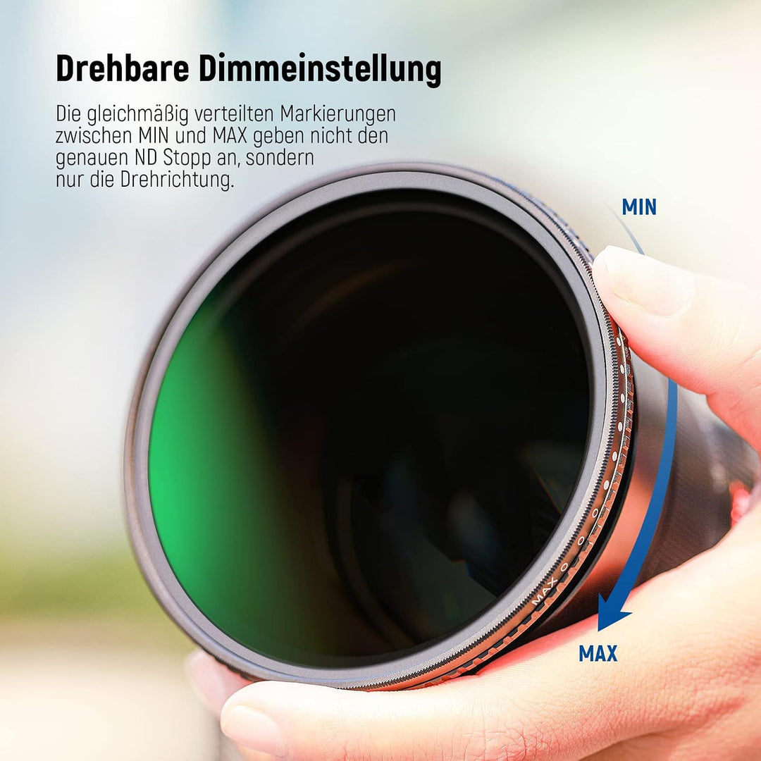 NEEWER 46mm Variable ND Filter ND3-ND1000 (1,5-10 Begrenzte Stops) Variabel Graufilter optischem HD