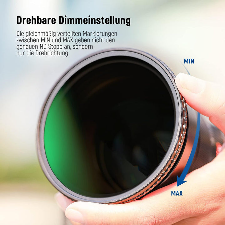 NEEWER 46mm Variable ND Filter ND3-ND1000 (1,5-10 Begrenzte Stops) Variabel Graufilter optischem HD