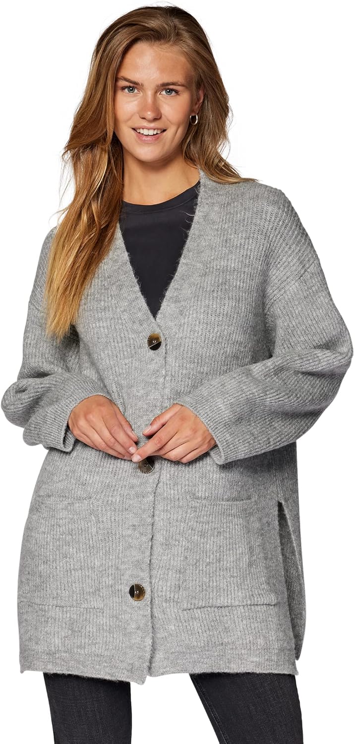 Mavi Damen Strickjacke POCKET CARDIGAN, Mid Grey Melange