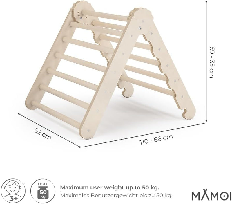 MAMOI® Klettergerüst Indoor, Kletterdreieck aus Holz, Baby Kinder Klettern, Kletterturm, Kletterboge