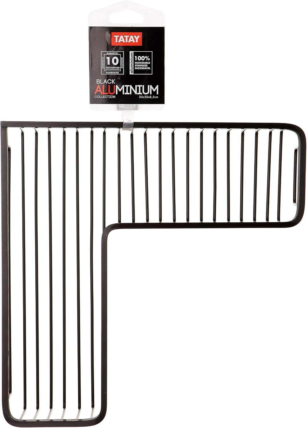 TATAY Korb Black, aus mattschwarzem eloxiertem Aluminium, modernes Design, rechteckiges Eckmodell, s