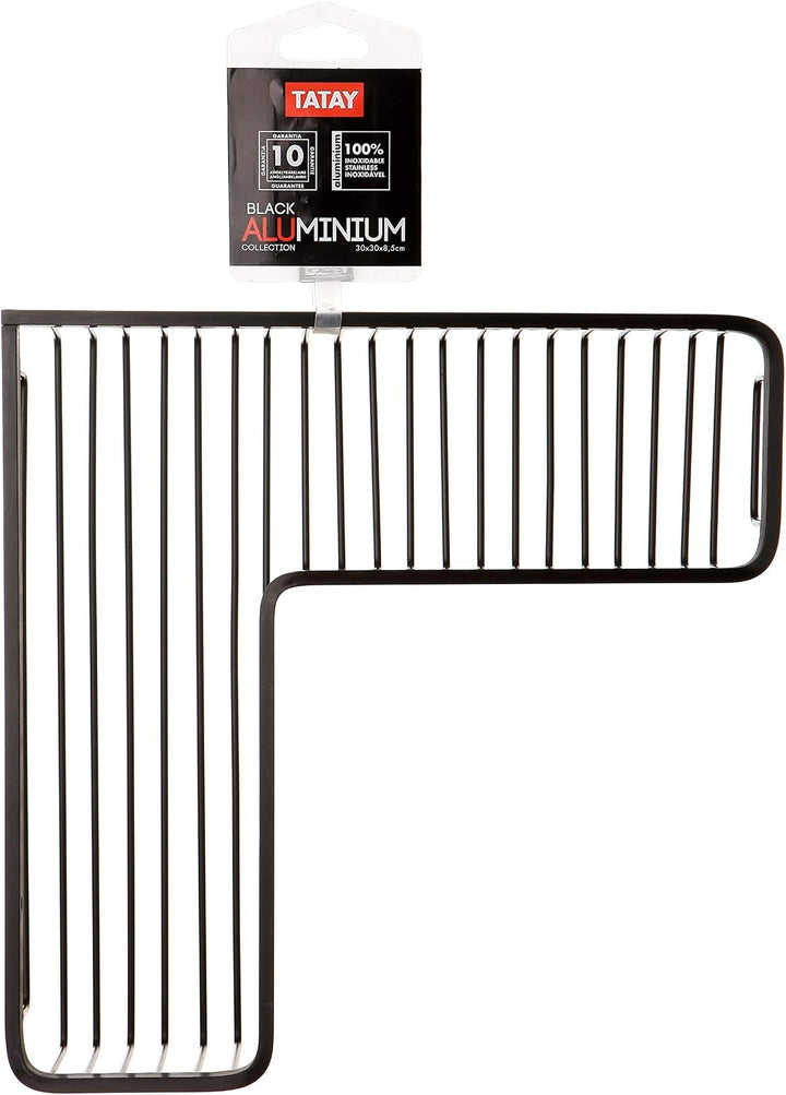 TATAY Korb Black, aus mattschwarzem eloxiertem Aluminium, modernes Design, rechteckiges Eckmodell, s