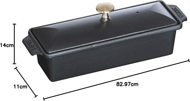 Staub 40509-575-0 Terrine, 30 x 11 cm, 1,45 L, Innen schwarz glänzend, schwarz 30 cm x 11 cm, 30 cm
