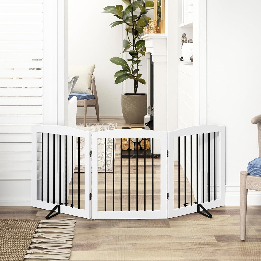 Absperrgitter Hund,Hundegitter für Wohnung Garten ohne Bohren aus Metal Holz,Freistehendes Hundeabsp