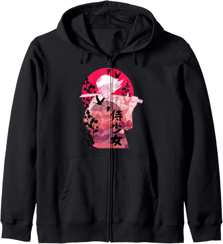 Anime Samurai Kriegerin | Japanische Kunst Grafik Kapuzenjacke