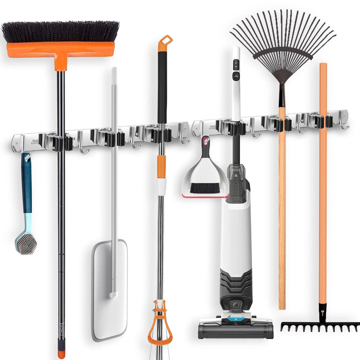 ibell 2 Stück Besenhalterung Wand, Gerätehalter Edelstahl, Besen Mop Halter Wandhalterung, Selbstkle