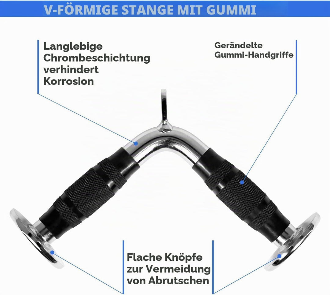 Yes4All LAT-Pull-Down-Kabelaufsatz, Trizeps-Pressstange, V-förmige Stange mit Diamant-Rändelgriff, B
