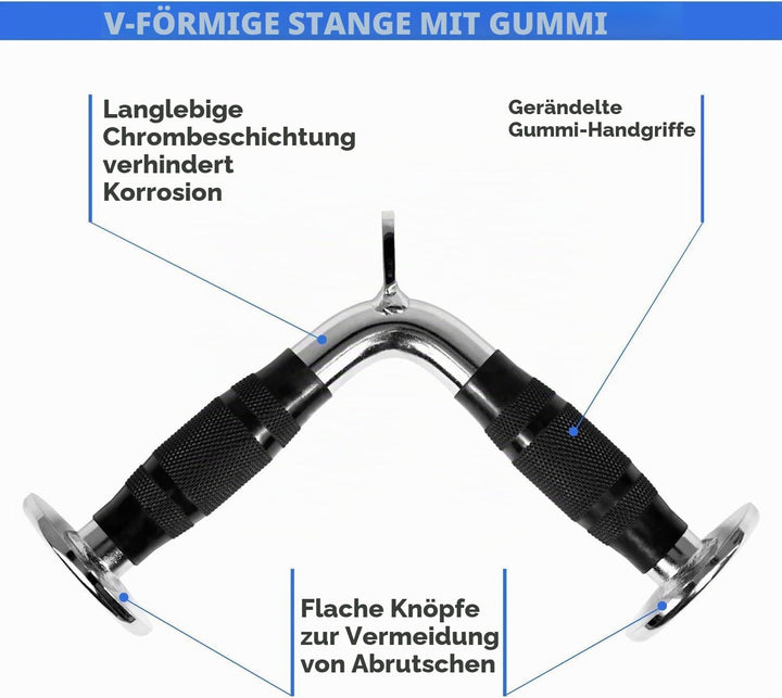 Yes4All LAT-Pull-Down-Kabelaufsatz, Trizeps-Pressstange, V-förmige Stange mit Diamant-Rändelgriff, B