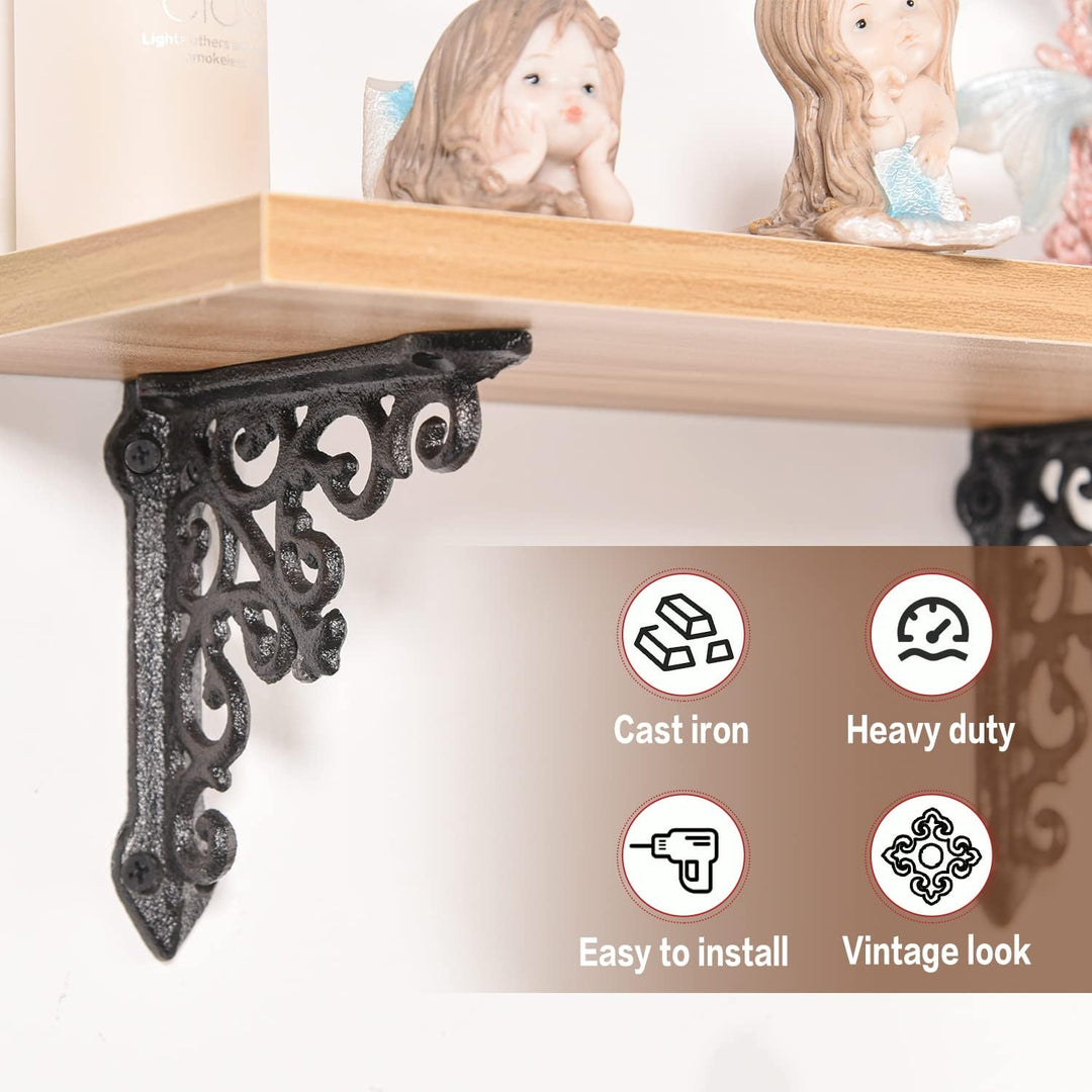 Sungmor Regalhalterungen aus Gusseisen, Wandmontage, robust und stabil, 90 ° rechtwinklig, Wandplatt