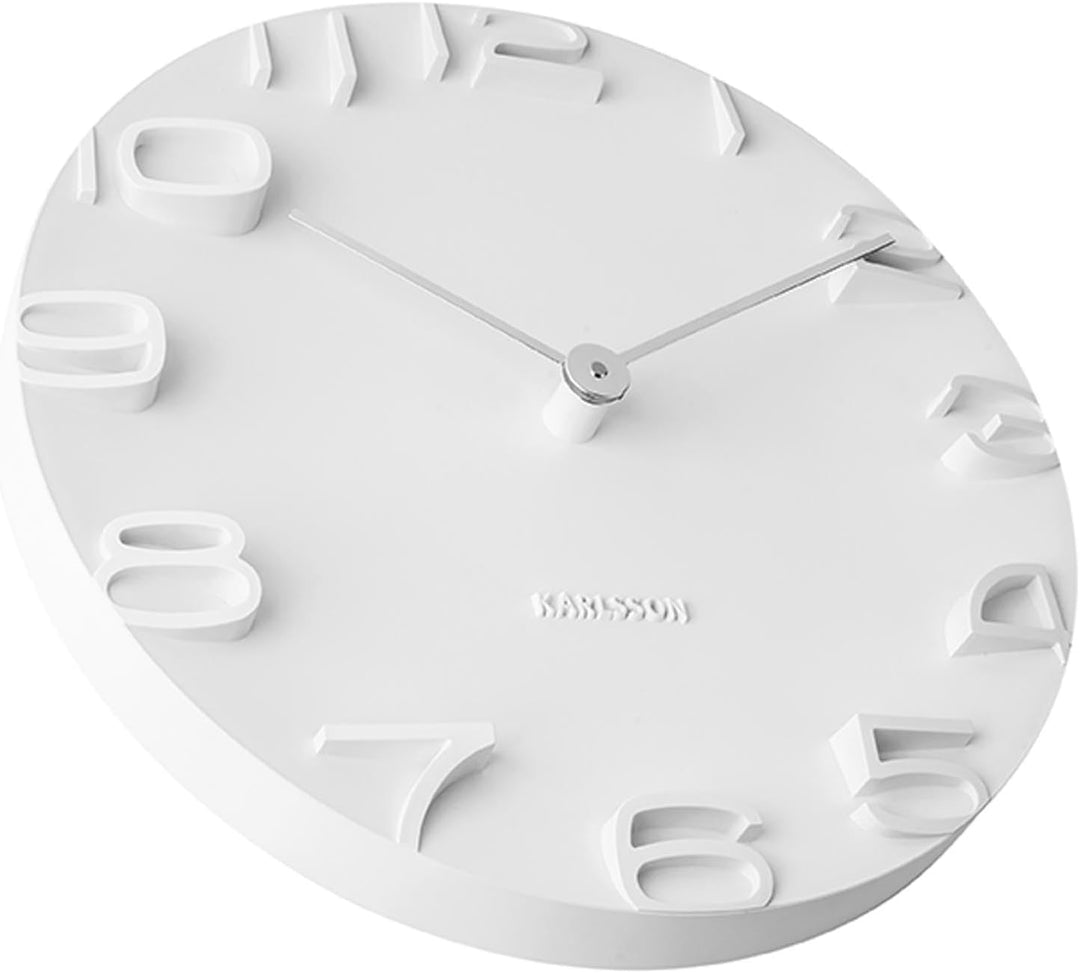 Karlsson KA5311WH Wanduhr On The Edge, weiss mit Zeiger, Chrom, Ø 42 cm