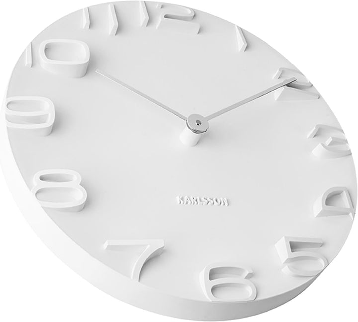 Karlsson KA5311WH Wanduhr On The Edge, weiss mit Zeiger, Chrom, Ø 42 cm
