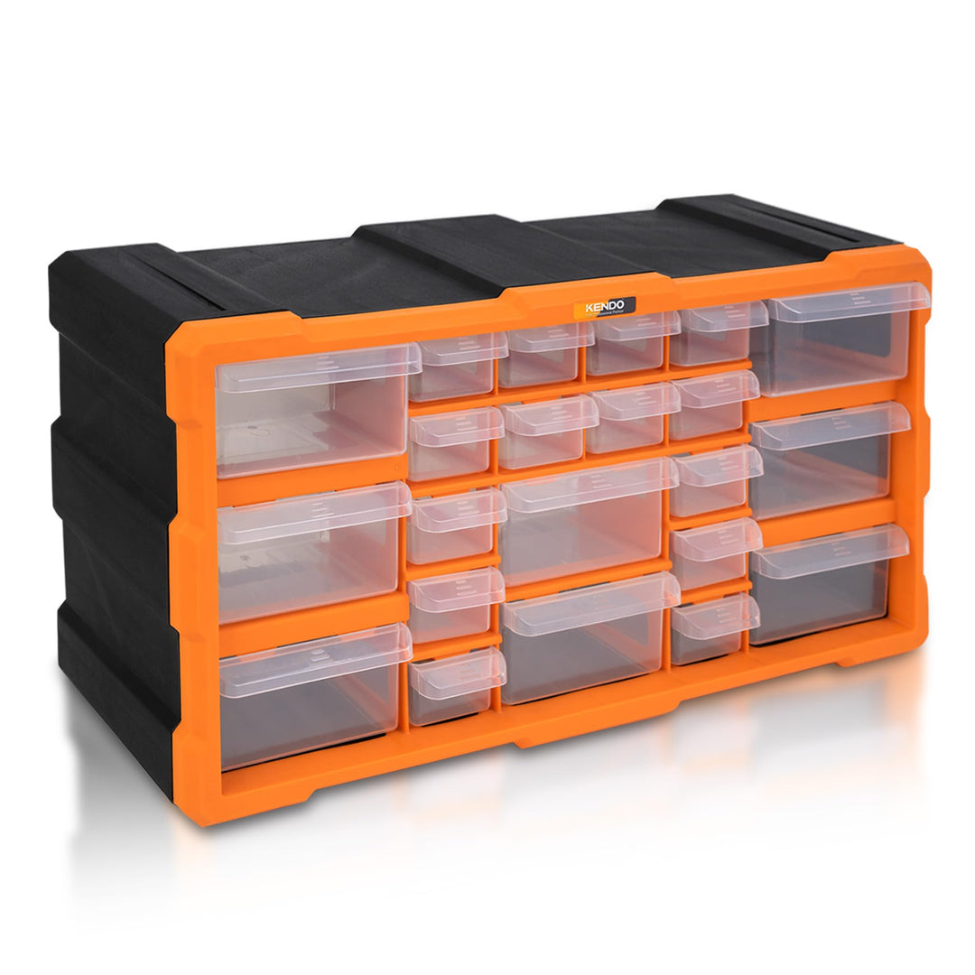 KENDO Kleinteilemagazin Schubladen - Sortierboxen für Kleinteile mit 22 Schubladen - Masse 49.5 x 16