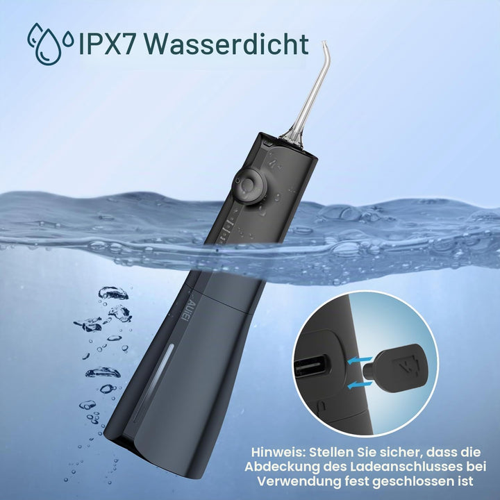 Munddusche, tragbar, Wasserfloss, Munddusche 5 Modi und 8 Düsen, Tank 300 ml, USB aufgeladen, wasser