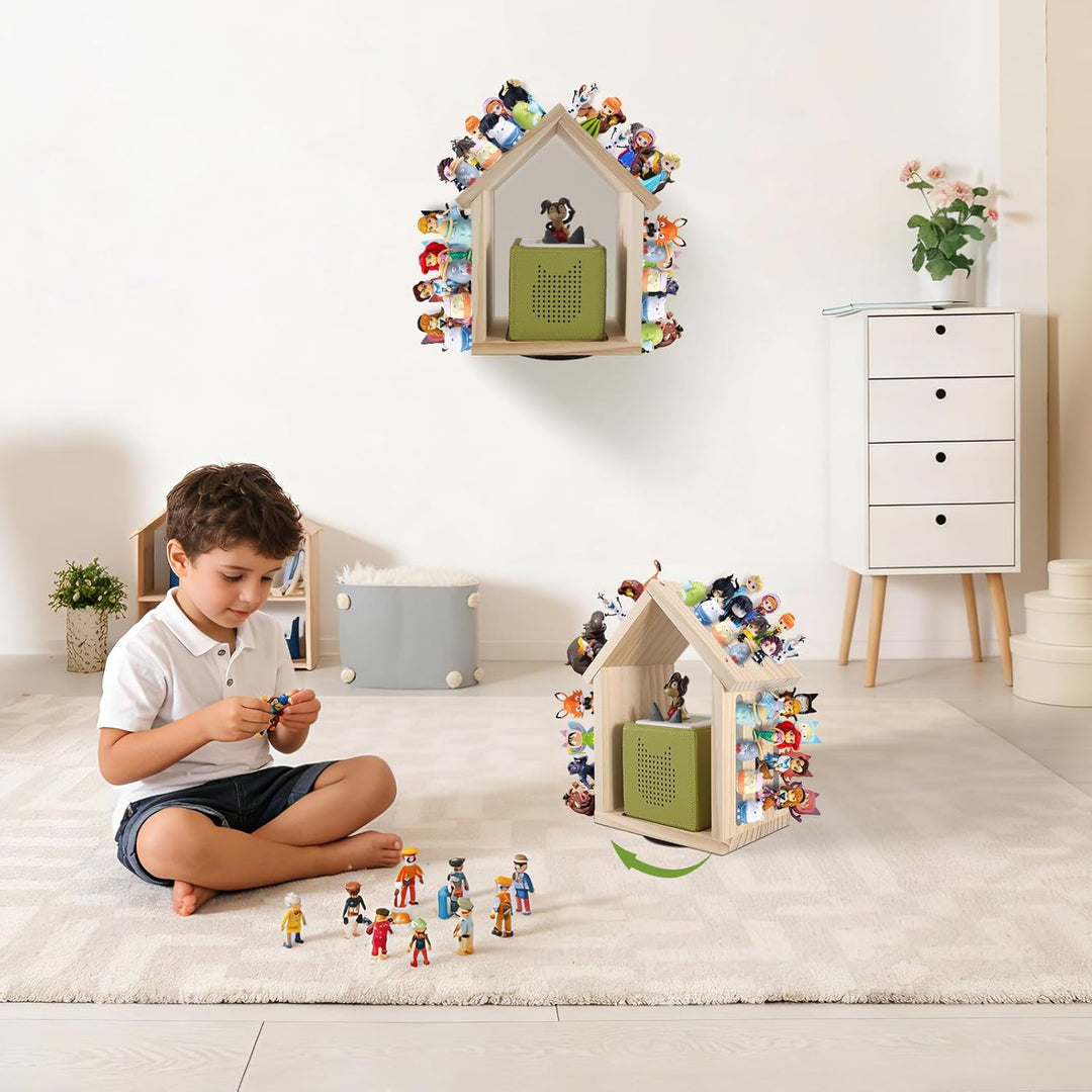 Givilio SpinLodge Holztonie-Regal für Toniebox 1 & 2, magnetische Wandhalterung mit 360° drehbarer B