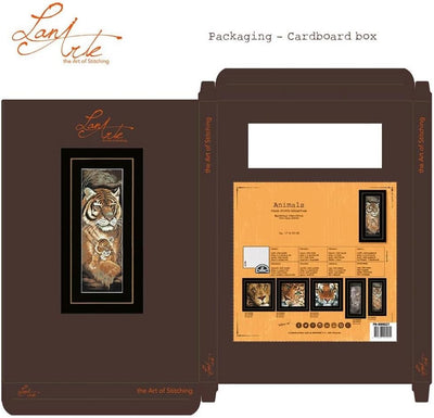 Lanarte Zählmusterpackung Tiger Mutter & Welpe Aida Kreuzstichpackung, Baumwolle, Mehrfarbig, 20 x 5