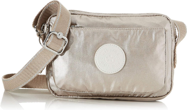 Kipling Damen Abanu Umhängetasche Silber (Metallic Glow) + Damen Tops Geldbörse Silber (Metallic Glo