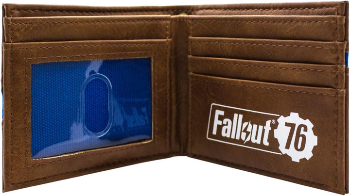 Fallout 76 Golden Vault-Tec Metallabzeichen Zahnrademblem Geldbörse/Geldbeutel Bi-Fold ID & Kartenha