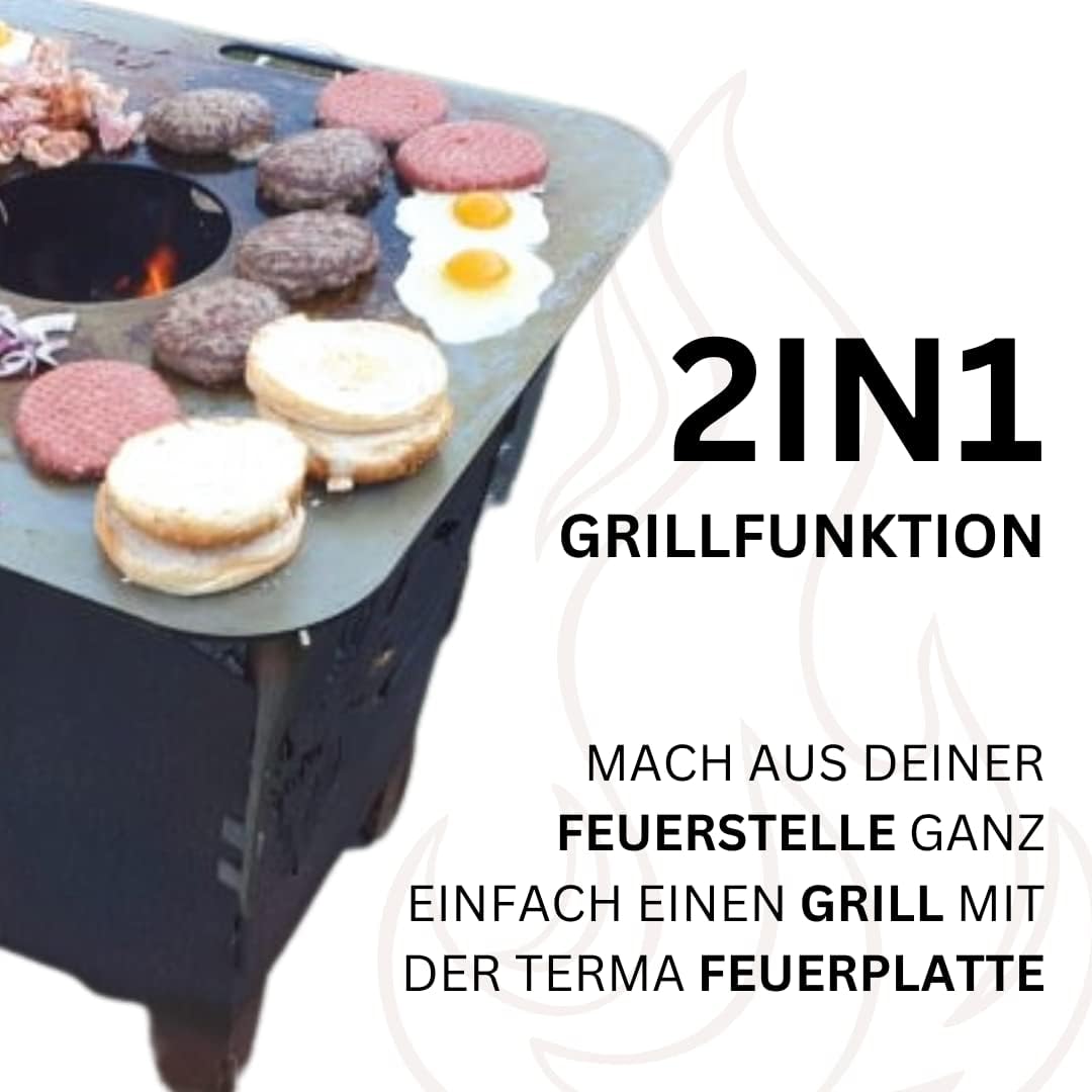 Terma Sahldesign Feuerplatte 69x69cm sehr Massive Ausführung Stäreke 6mm, Feuerstelle für den Garten