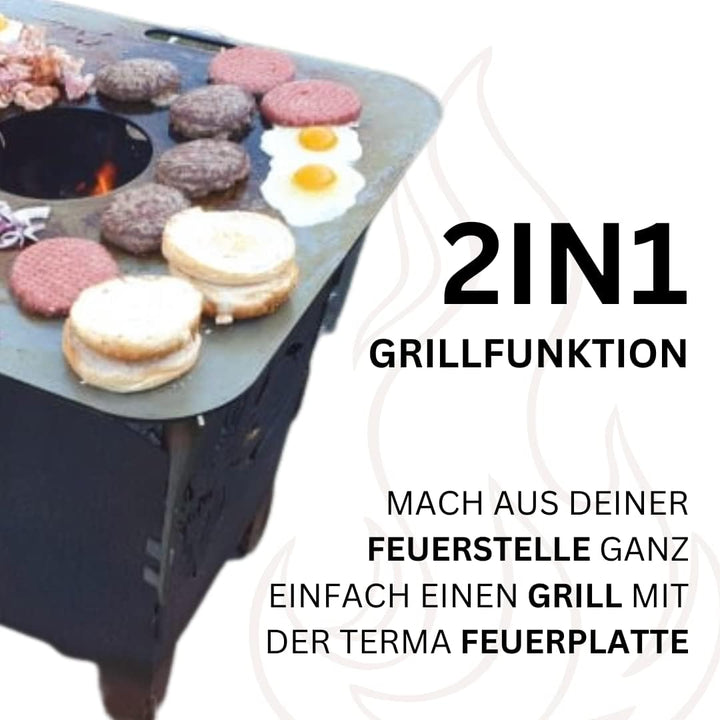 Terma Sahldesign Feuerplatte 69x69cm sehr Massive Ausführung Stäreke 6mm, Feuerstelle für den Garten