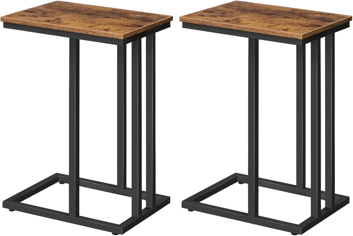 HOOBRO Beistelltische 2er-Set, C-förmige Couchtische, Sofatische, Industrie-Stil, für Wohnzimmer, Sc