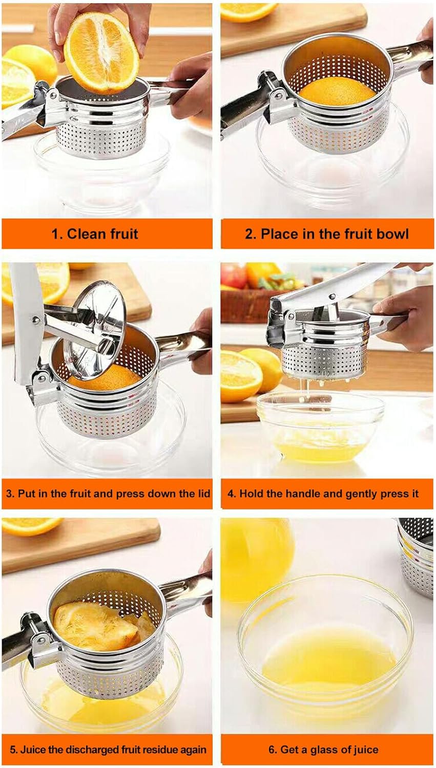Potato Ricer Stainless Steel Multi Functional Food Press Squeezer Manual Potato Masher for Fruit Veg